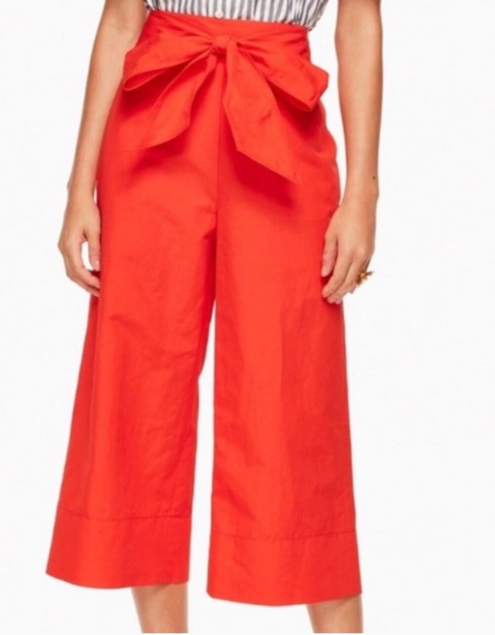 KATE SPADE Cherpeper Slub Cotton Colotte Pants 10 NWT